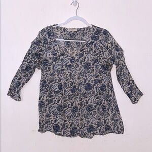 NATURAL LIFE Navy and Cream Floral Tunic